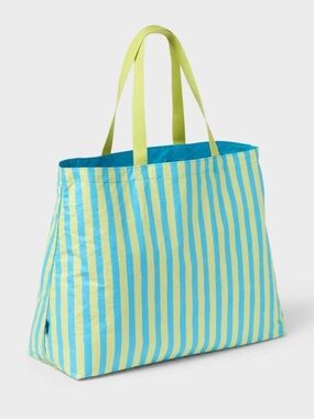 Striped Water-Resistant Reversible Tote